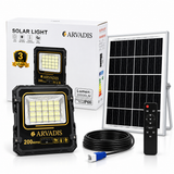 Projecteur solaire ARVADIS 200 W à cadre en aluminium robuste pour un éclairage puissant
