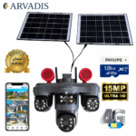 Caméra Solaire 4G Arvadis – Modèle 3-en-1 avec 2 Panneaux Solaires (Triple Lentille)